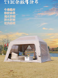 Inflatable Ridge Tent for 2-4 Person Family Camping, All-in-One Rainproof Sunshade