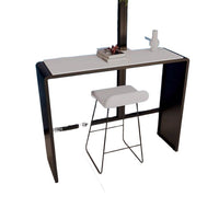 Modern Minimalist Cream Slab Bar Table for Home Dining, Kitchen, or Balcony
