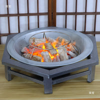 Vintage Cast Iron Fire Pit for Indoor/Outdoor Heating, BBQ, and Tea Boiling