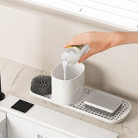 2-in-1 Soap Dispenser with Sponge Holder for Kitchen Sink, Manual Press Dish Soap Dispenser Caddy