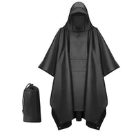 3-in-1 Multifunctional Rain Poncho Backpack Cover Tent Tarp Ground Mat for Outdoor Hiking Camping
