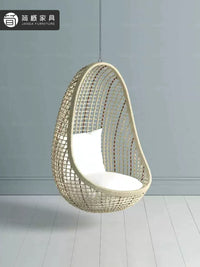 Outdoor Wicker Hanging Basket Swing Chair for Patio Balcony Garden, Leisure Lounge Rocking Chair