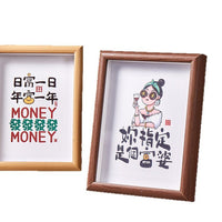 Creative Chinese Style Wooden Photo Frame with Humorous Illustrations for Desktop Decor