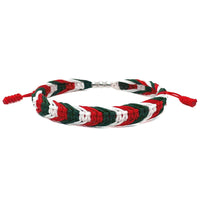 Handmade Braided Adjustable Flag Color Bracelet with Silver Beads