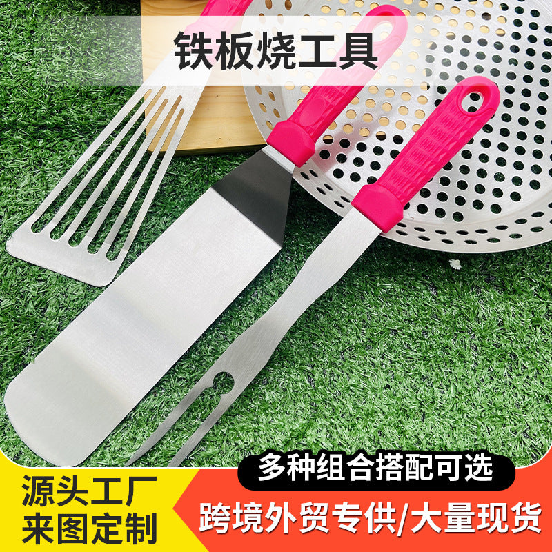Outdoor BBQ Griddle Spatula Set - Teppanyaki Food Flipper Kit