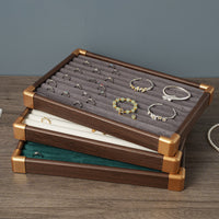 Vintage Wood Grain Jewelry Display Tray for Necklaces, Bracelets, and Pendants