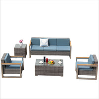 Outdoor Rattan Sofa Set for Balcony Living Room Hotel Villa Club Small Apartment Chinese Style Woven Furniture