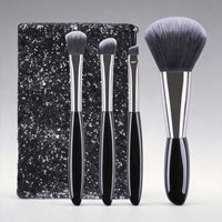 Zhuoerya Mini Portable 4-Piece Cosmetic Brush Set with Pouch