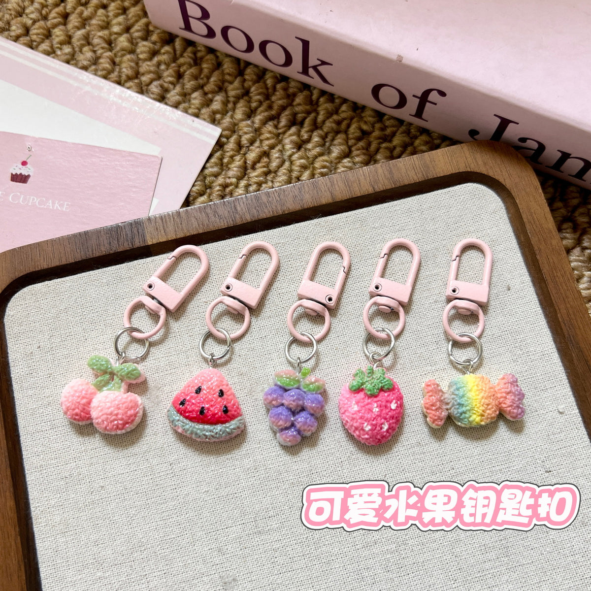 Rainbow Fruit Keychain for Girls, Cute Strawberry Pendant, Sweet Gift Ornament