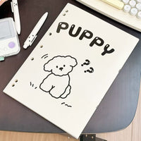 A4 Thin Crisp Question Mark Puppy Loose-Leaf Notebook for Students, Lay-Flat Design
