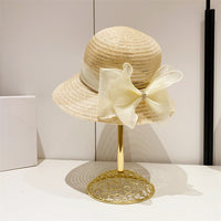 Women's Bowknot Mesh Wide Brim Straw Sun Hat for Beach and Outdoor Protection