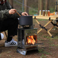 Portable Stainless Steel Mini Charcoal Grill & Wood Stove for Outdoor Camping