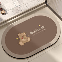 Cartoon Bear Diatomaceous Earth Bath Mat Non-Slip Absorbent Quick Dry for Bathroom Kitchen Entryway