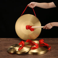 Traditional Chinese Gong with Mallet for Performances, Flood Warning, and Ceremonial Use - High-Pitched Percussion Instrument