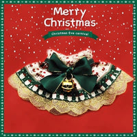 Pet Christmas Bandana Collar with Lace Bow for Cats and Small Dogs