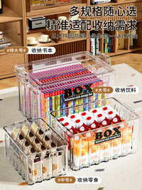 Large Capacity Transparent Book Storage Box for Classroom and Home Use
