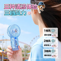 Portable Cartoon Handheld Mini Fan with 3-Speed Airflow for Desk and Travel