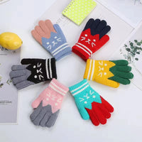 Kids Winter Warm Fleece Lined Gloves for Boys and Girls - Cartoon Cat Design