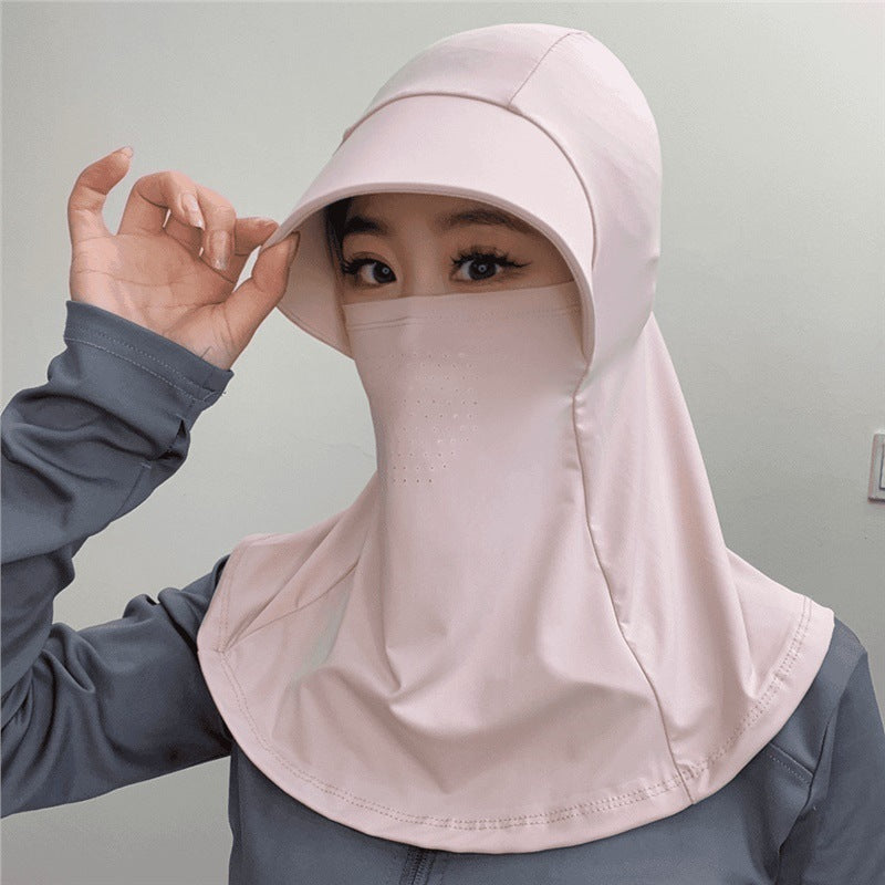 Women's Summer UV Protection Sun Hat with Wide Brim and Integrated Face Mask