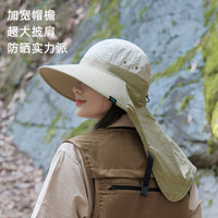 Summer UV Protection Sun Hat with Neck Flap for Women, Breathable Wide Brim Fisherman Cap