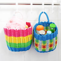 Plastic Imitation Rattan Woven Hanging Basket Pastoral Picking Basket Portable Door Back Kitchen Storage Bath Basket Home Storage