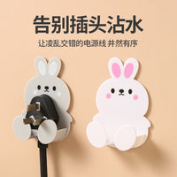 Multifunctional Rabbit Wall Hooks for Power Cords and Plugs, Punch-Free Adhesive Organizer for Kitchen and Home