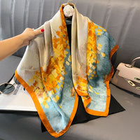Women's Japanese Style Printed Square Scarf for Spring/Summer