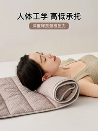 Adjustable Height Cotton Towel Pillow for Neck Support and Sleep, Foldable Low Pillow for Travel and Home Use