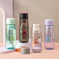 Portable Plastic Water Bottle with Tea Infuser and Silicone Lanyard for Students and Outdoor Activities