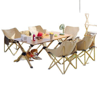 Portable Folding Camping Table and Moon Chairs Set for Outdoor Leisure