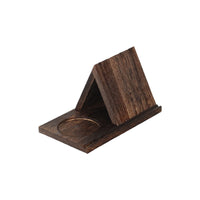 Wooden Triangular Bookshelf with Coaster and Bookmark Holder for Reading and Recipes