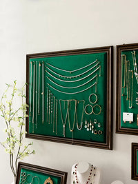 Emerald Green Photo Frame Jewelry Display Stand Wall Mountable & Freestanding for Necklaces Earrings Rings
