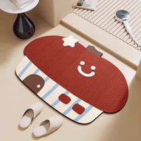 Cartoon Diatomaceous Earth Bath Mat Super Absorbent Non-Slip Quick Dry Floor Mat for Bathroom Bedroom Entryway