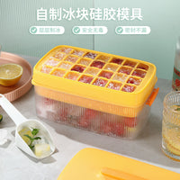 Silicone Ice Cube Tray with Storage Box and Scoop, Sphere and Square Molds for Home Use