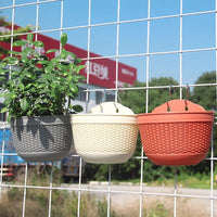Rattan-Style Half-Round Wall-Mounted Self-Watering Planter for Balcony & Railing