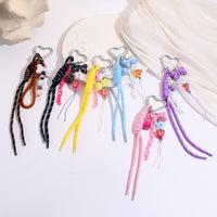 Fashionable Braided Rope Keychain with Sweet Flower Bowknot Starfish Charms for Women's Bags