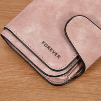 Retro Frosted Leather Women's Short Wallet with Multiple Card Slots and Coin Purse