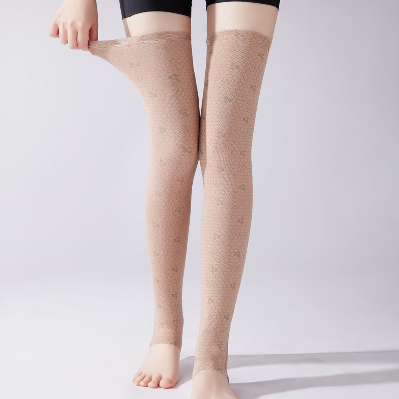 Modal Cotton Footed Calf Socks Thin Non-Slip Over-the-Knee Leg Warmers for Joint Protection