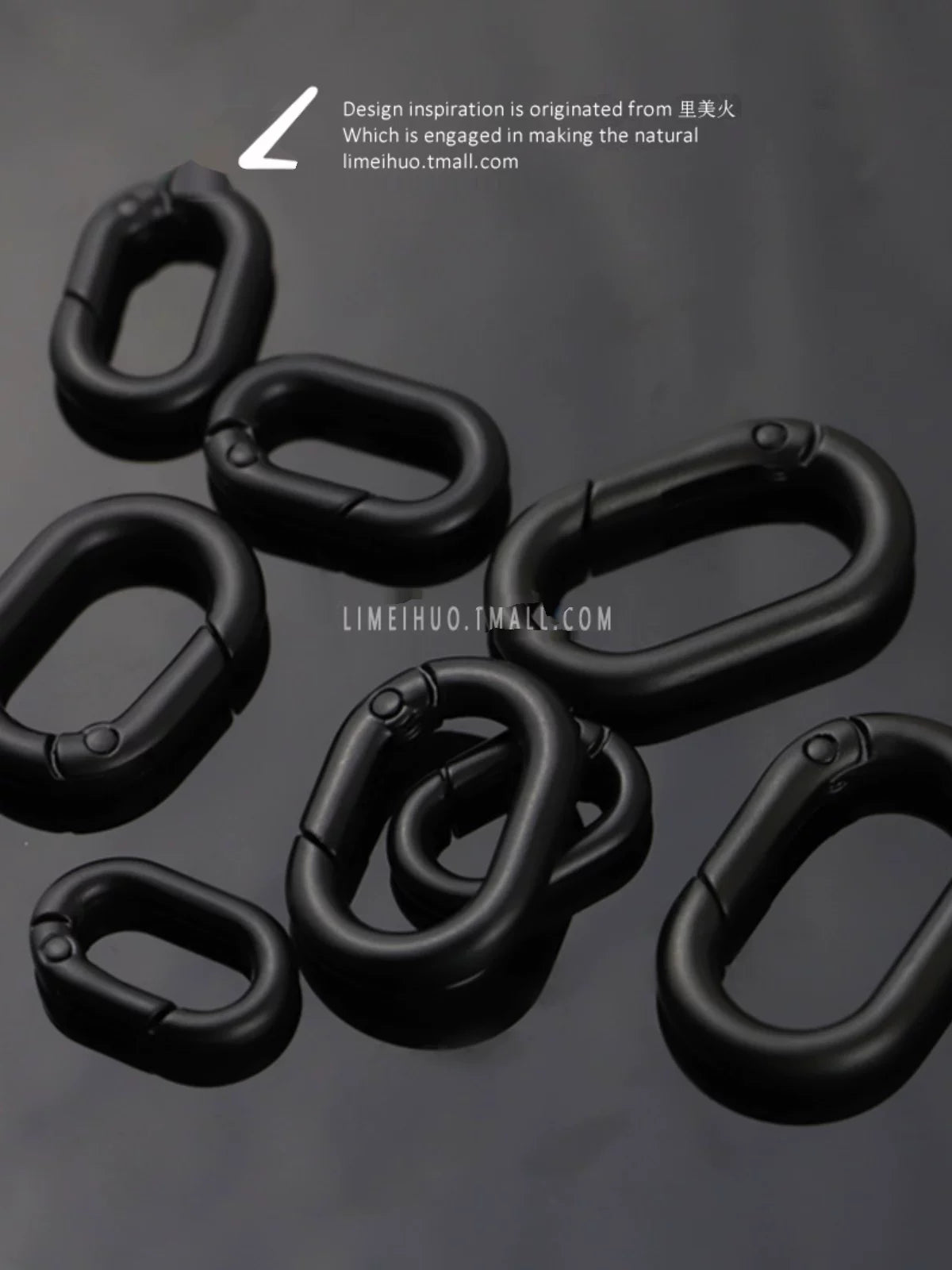 Mini Oval Spring Snap Hook for Bags, Keys, and Water Bottles - Matte Black