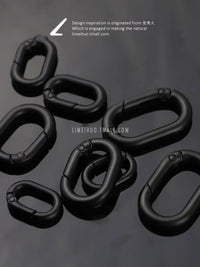 Mini Oval Spring Snap Hook for Bags, Keys, and Water Bottles - Matte Black
