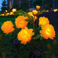 Solar Peony Flower LED Garden Stake Lights - Outdoor Waterproof Decorative Landscape Lamps