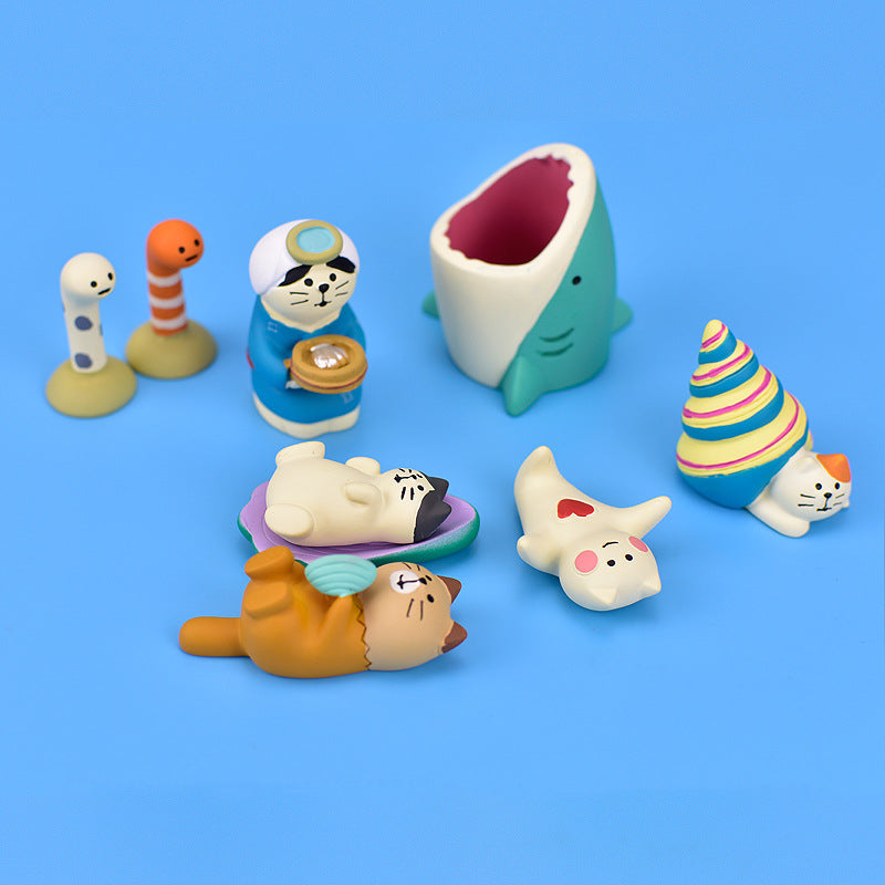 Zakka Ocean Series Shell Snail Cat Miniature Aquarium Scene Decor Resin Figurine Gift
