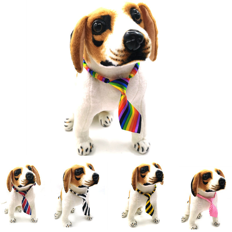 Pet Striped Tie Collar Accessory for Cats and Dogs