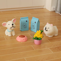 Miniature Dog Figurines 4-Piece Set for Dollhouse Decoration and Micro Landscape