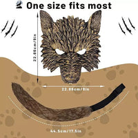 Halloween Wolf Ear Headband and Tail Plush Animal Cosplay Set