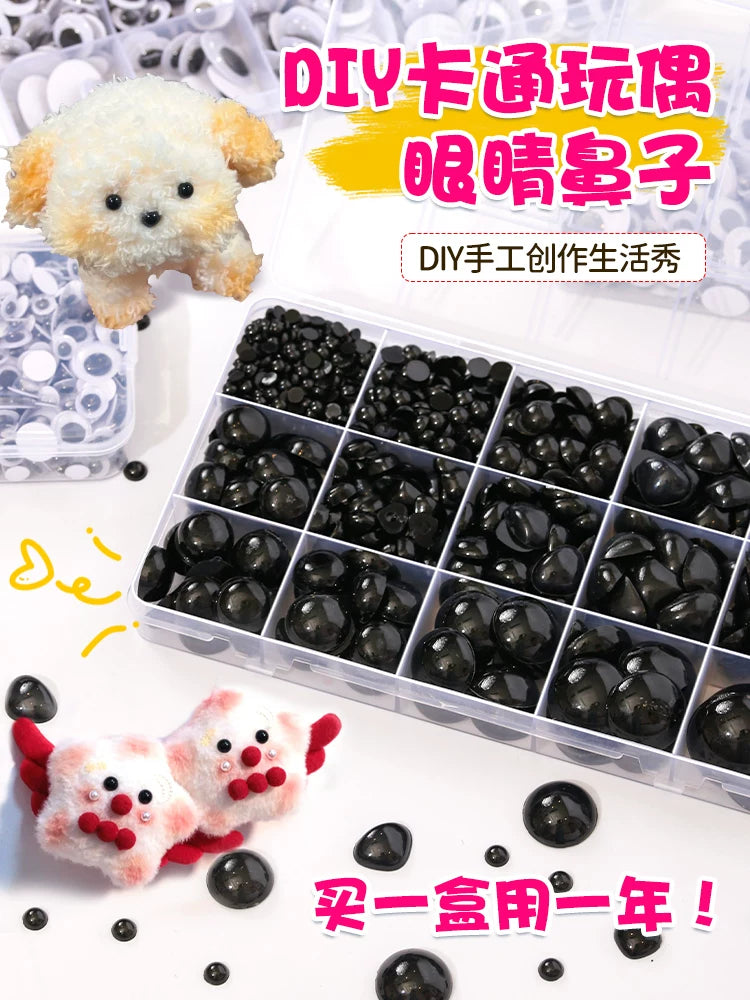 Flat Black Round Safety Eyes for DIY Craft Doll Making and Amigurumi