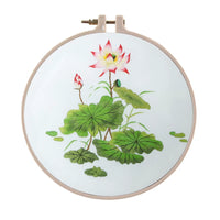 DIY Punch Embroidery Kit with Ribbon Silk Embroidery for Ancient Style Round Fan
