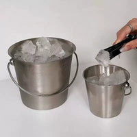 304 Stainless Steel Portable Ice Bucket with Handle for Snacks and Seafood