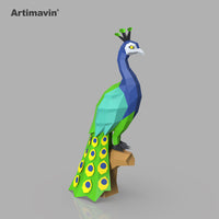 DIY Peacock Geometric Papercraft Kit for Home Decor