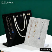 Velvet L-Shape Jewelry Display Stand for Earrings, Necklaces, and Rings